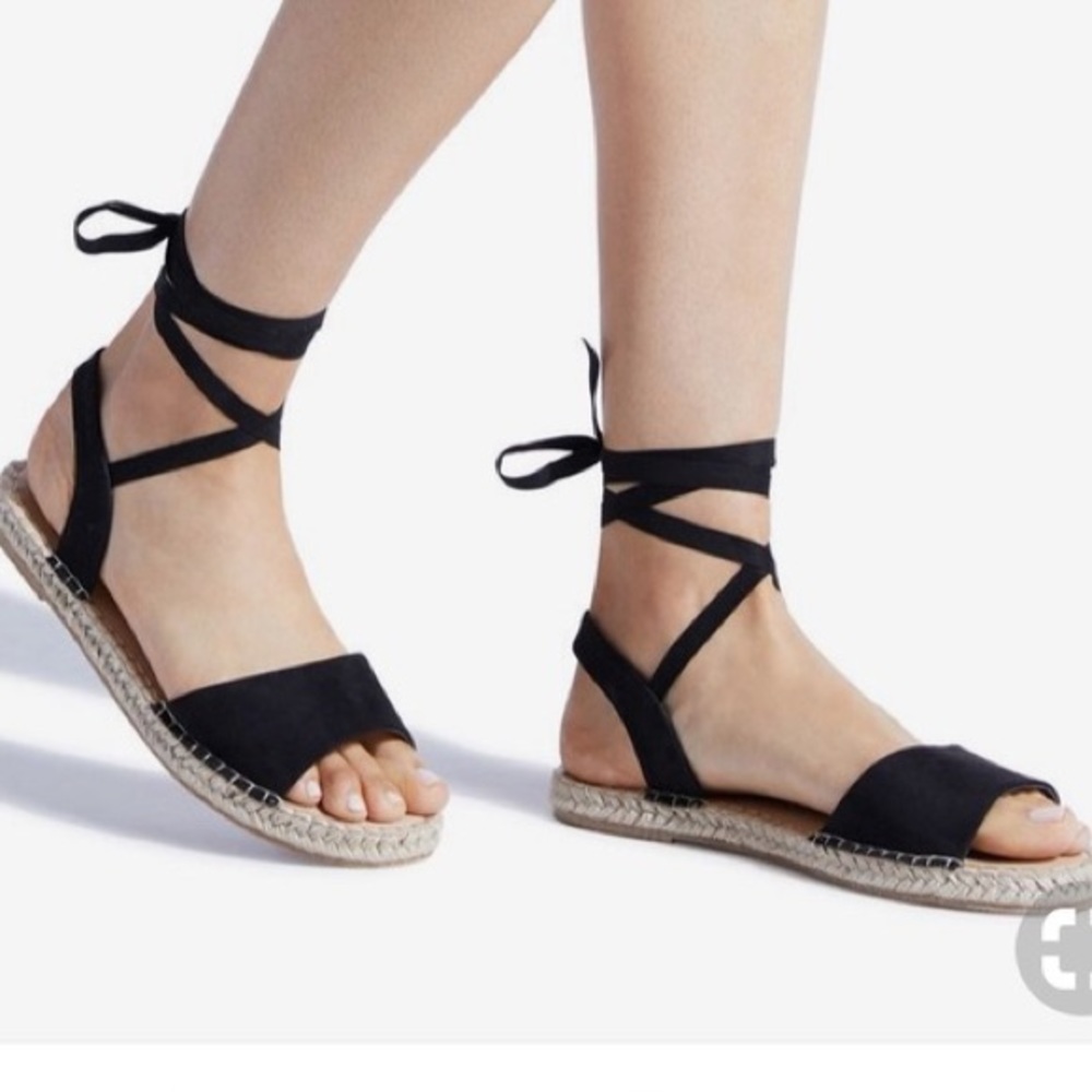 Shoedazzle flat espadrille lace up sandals